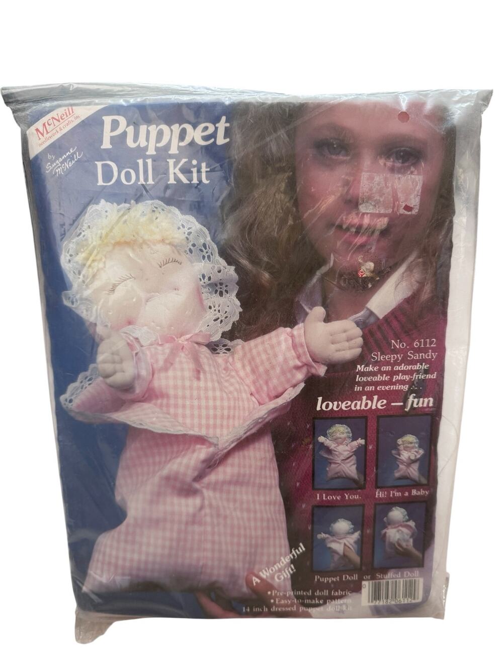 Vintage *NEW* Puppet Doll Kit Sleepy Sandy #6112 1984 MCNEILL Pink White Lace
